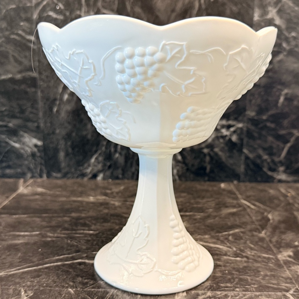 White Milk Glass Pedestal Bowl - Picture 7 of 15